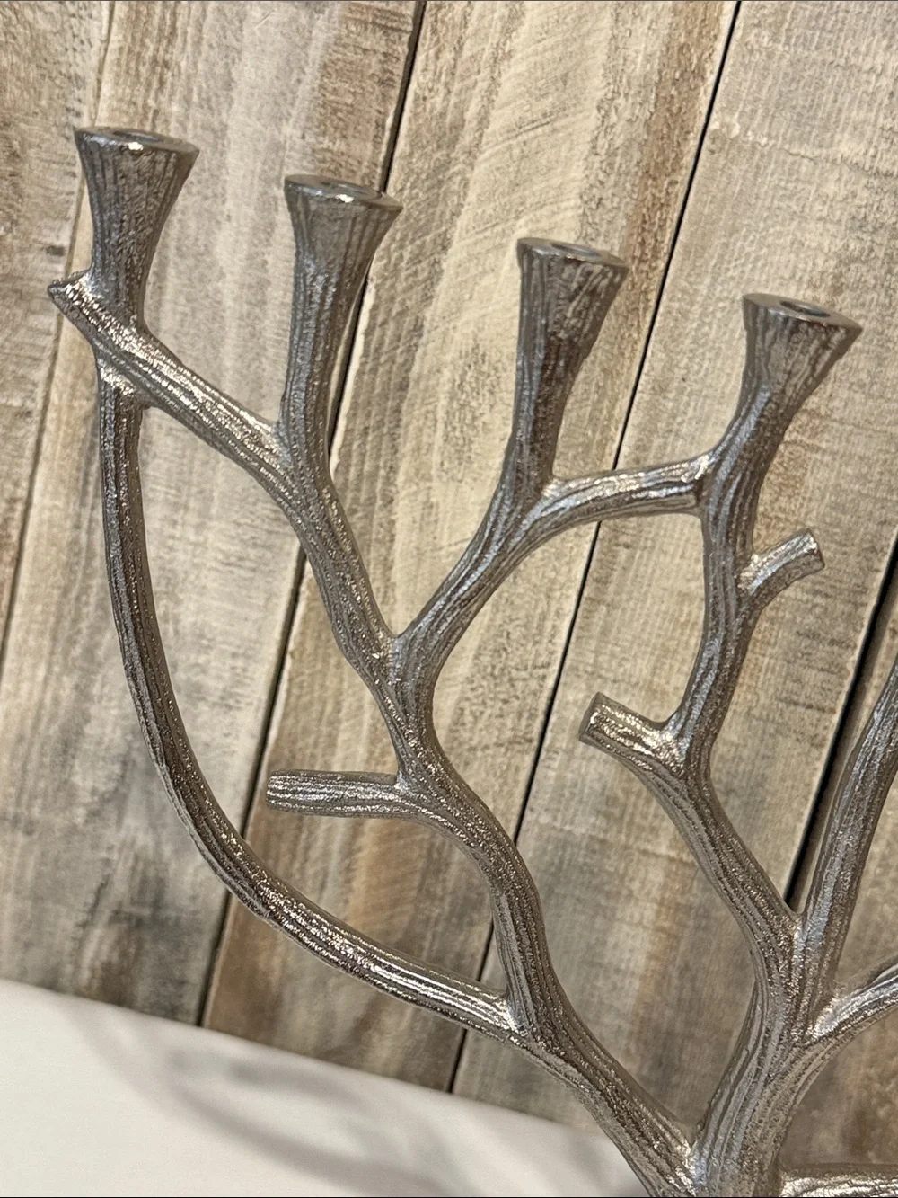 Large 2016 Pier 1 Cast Aluminum Tree Of Life Hanukkah Menorah